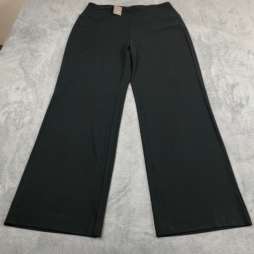 J. Jill Women M Pants Black Wearever Wide Leg Pull On Stretch Knit 219091